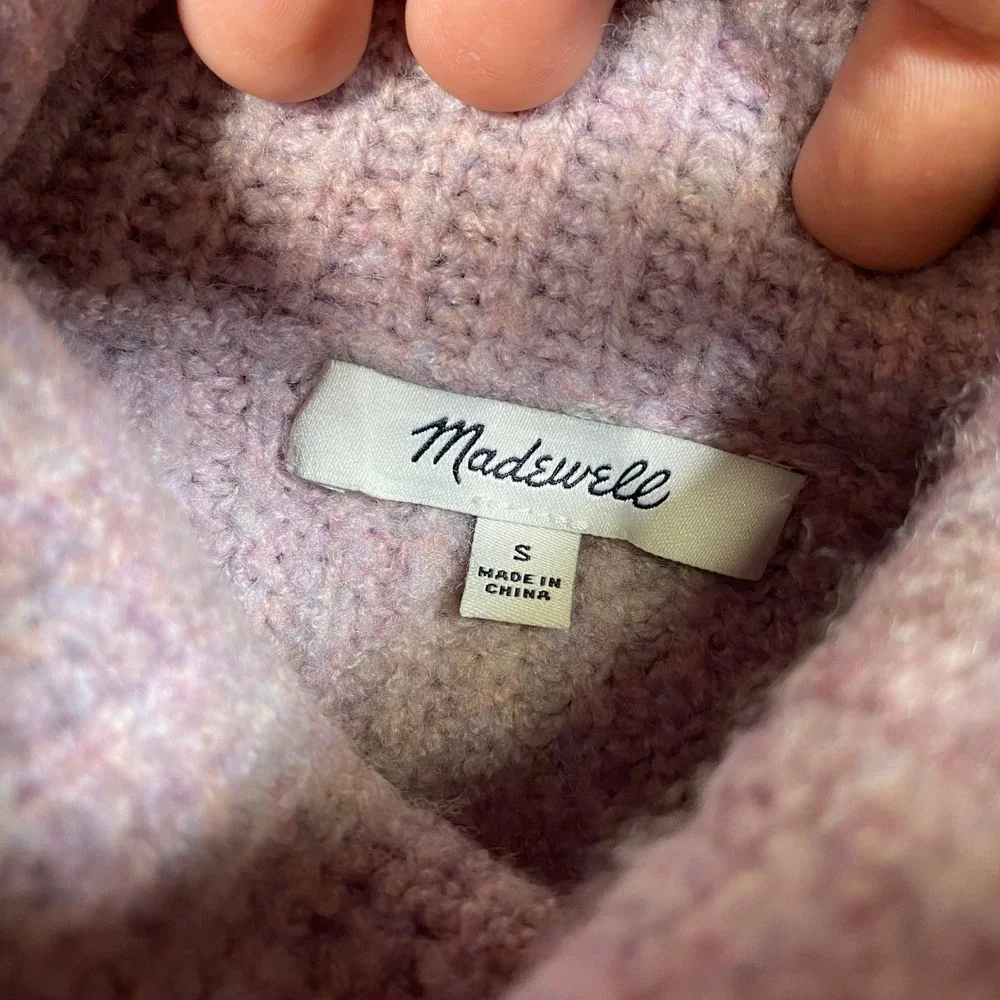 Madewell Womens Lilac Purple Ribbed Turtleneck Wool Blend Sweater AF521 Size S‎